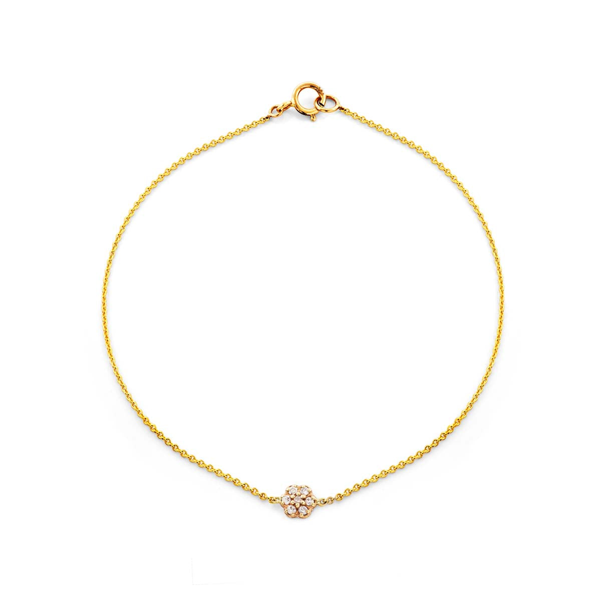 14k Gold Diamond Flower Bracelet