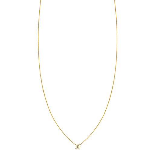 xquisite 14k gold personalized necklace featuring the letter 'D' by Phoenix Roze. Tailored elegance for your unique style.