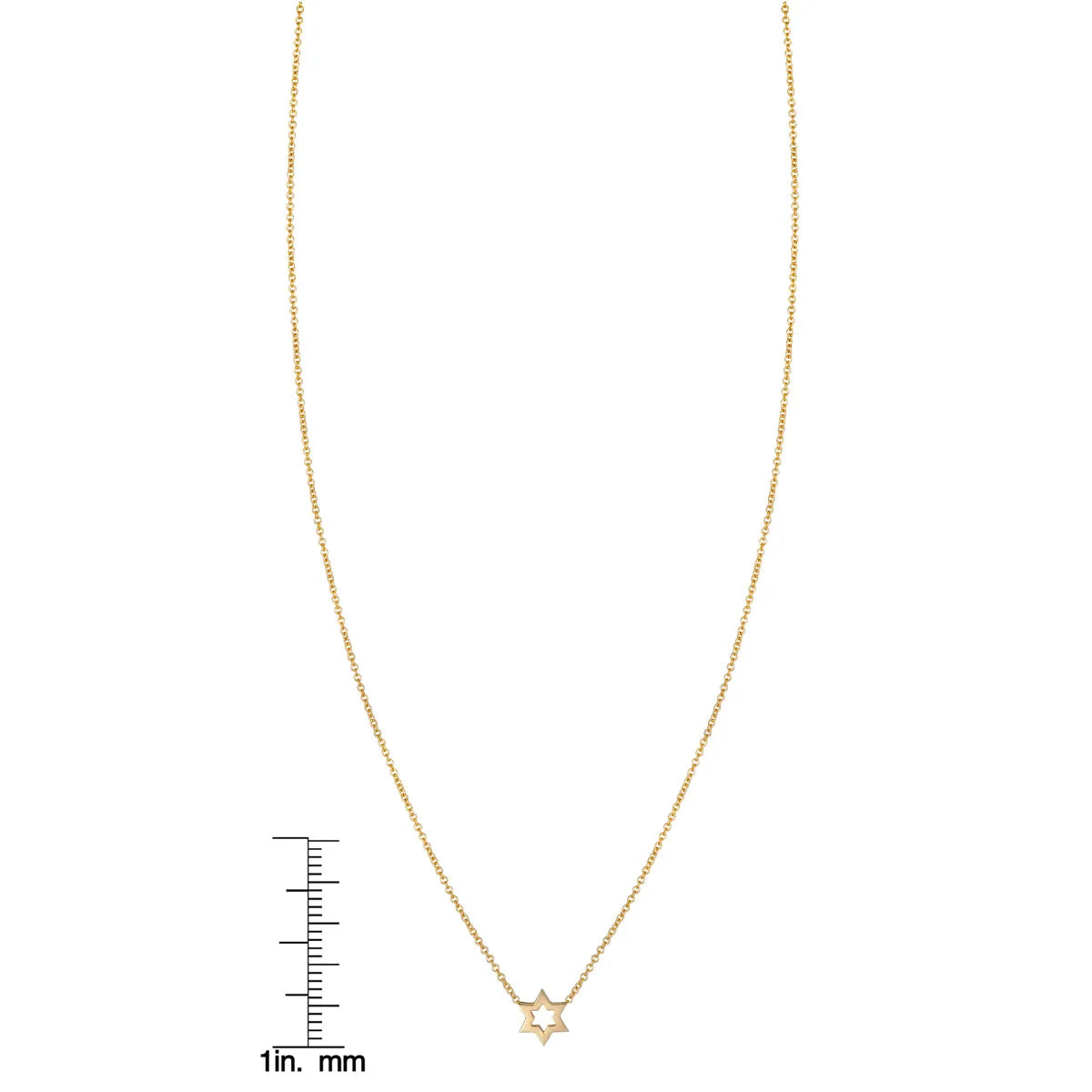 14K Gold Star of David Outline Necklace