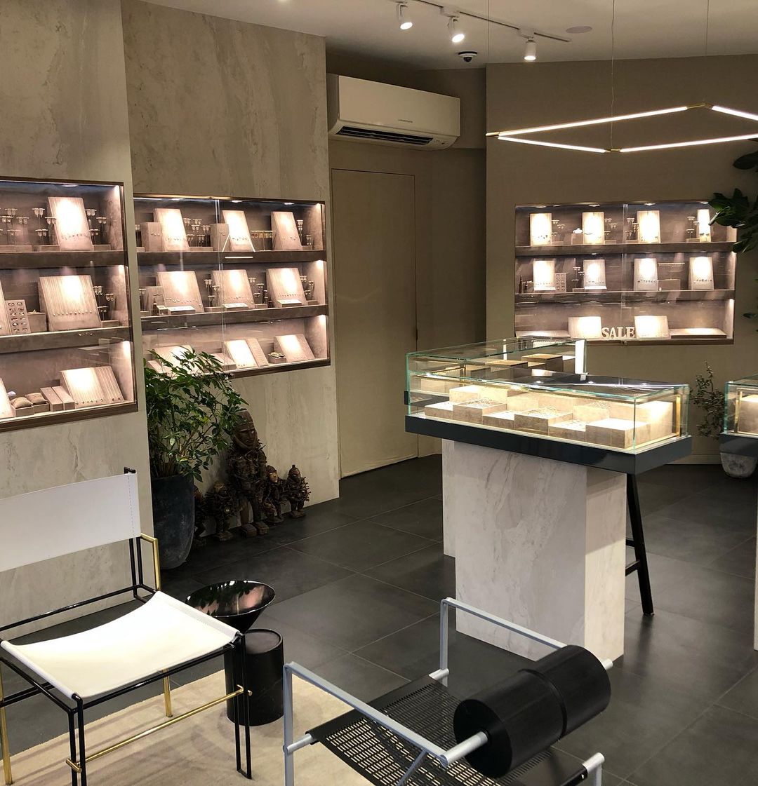 Elegant West Village jewelry store - luxurious displays in New York boutique interior