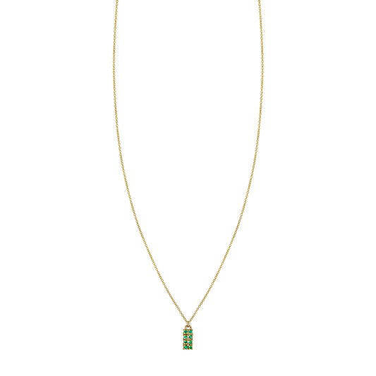 Emerald & Gold Tag Necklace