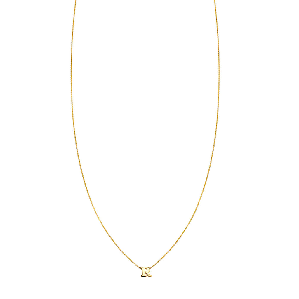 Fine jewelry gold necklace with the letter 'R', exquisite personalized design by Phoenix Roze