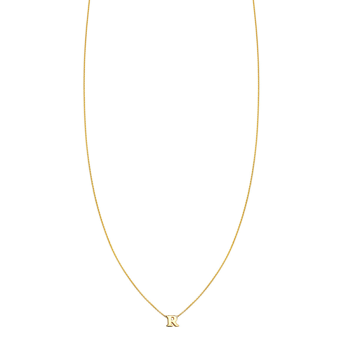 Fine jewelry gold necklace with the letter 'R', exquisite personalized design by Phoenix Roze