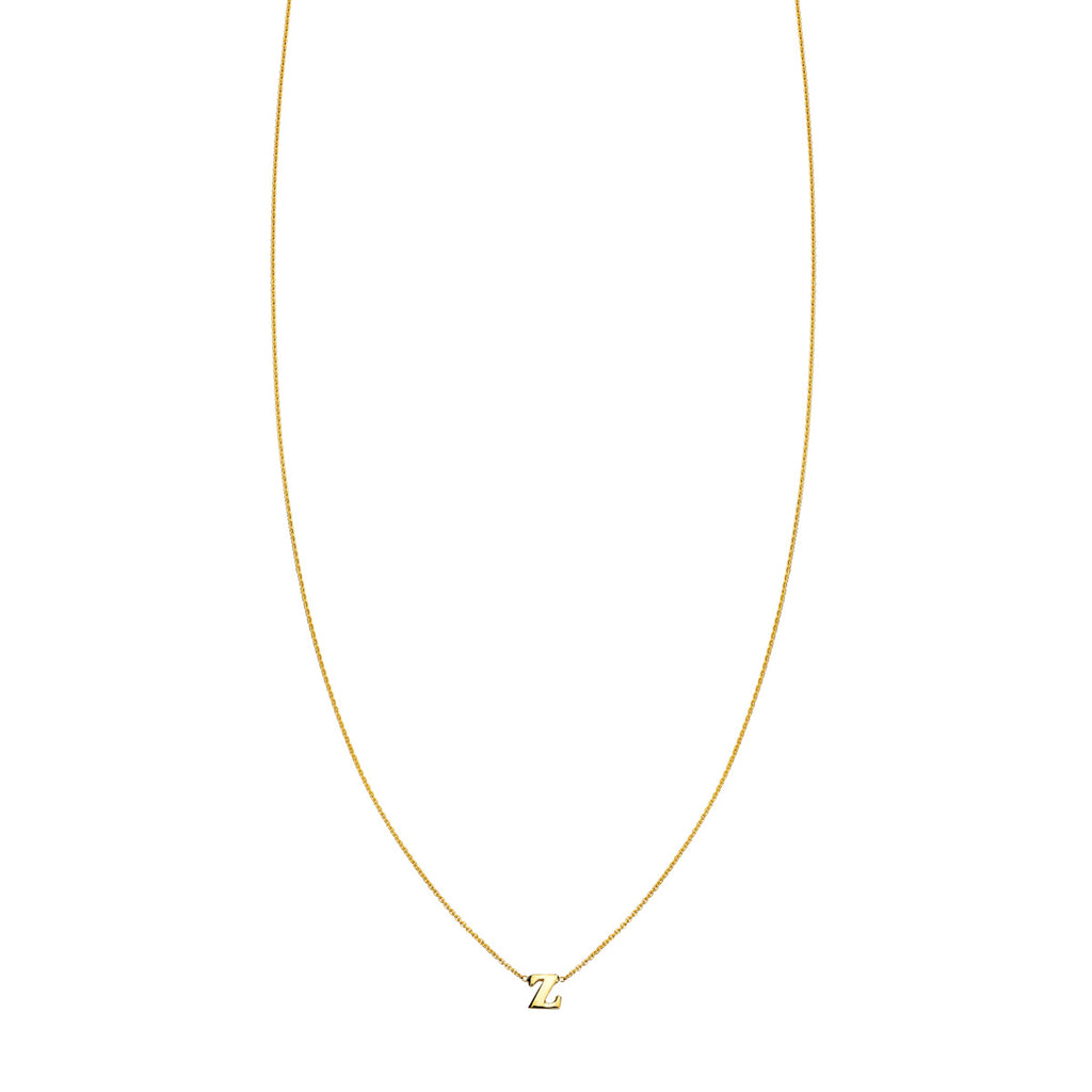 Gold initial necklace with the letter 'Z', personalized jewelry