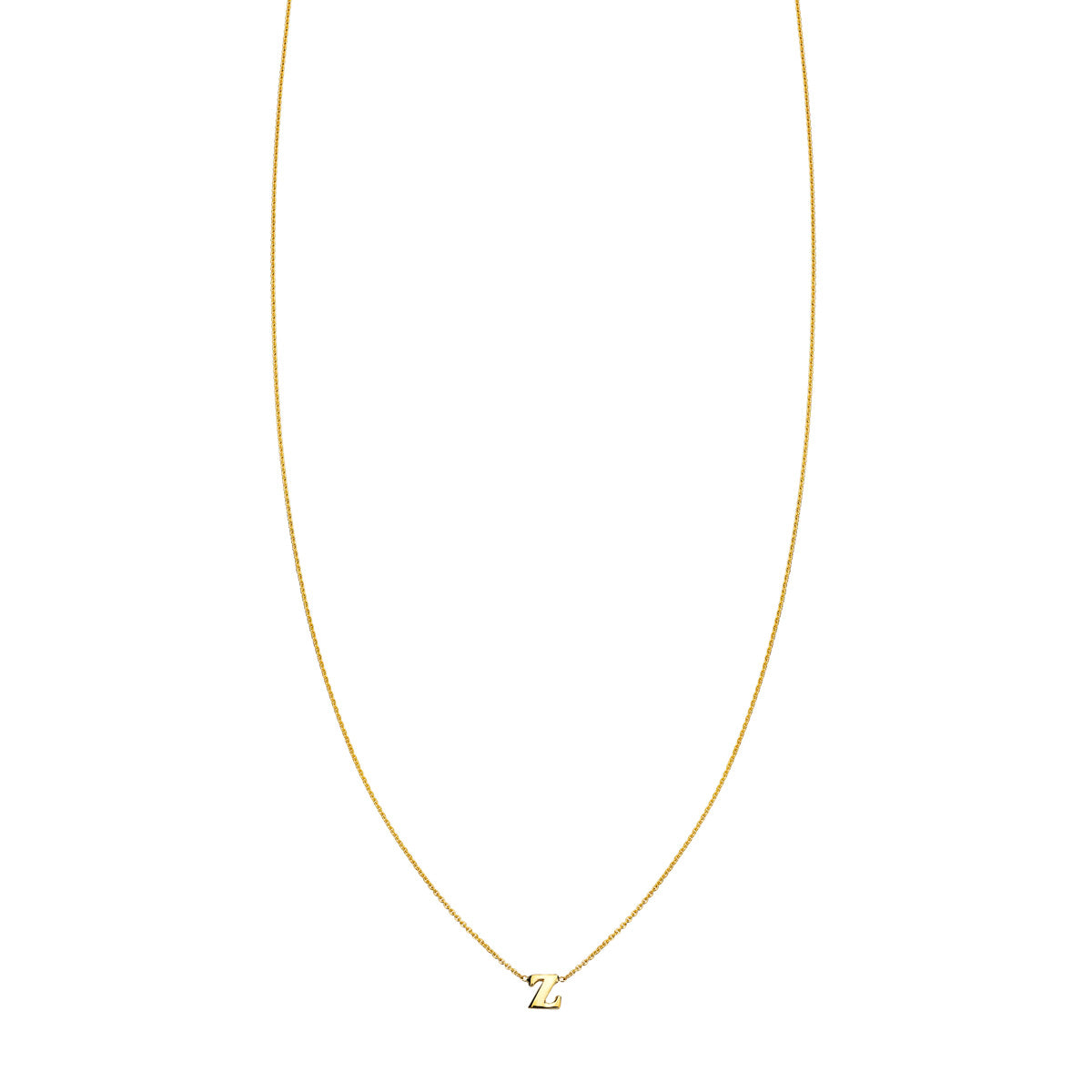 Gold initial necklace with the letter 'Z', personalized jewelry