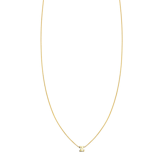 Gold initial necklace with the letter 'Z', personalized jewelry