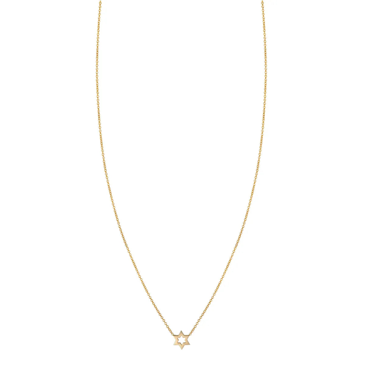 14K Gold Star of David Outline Necklace