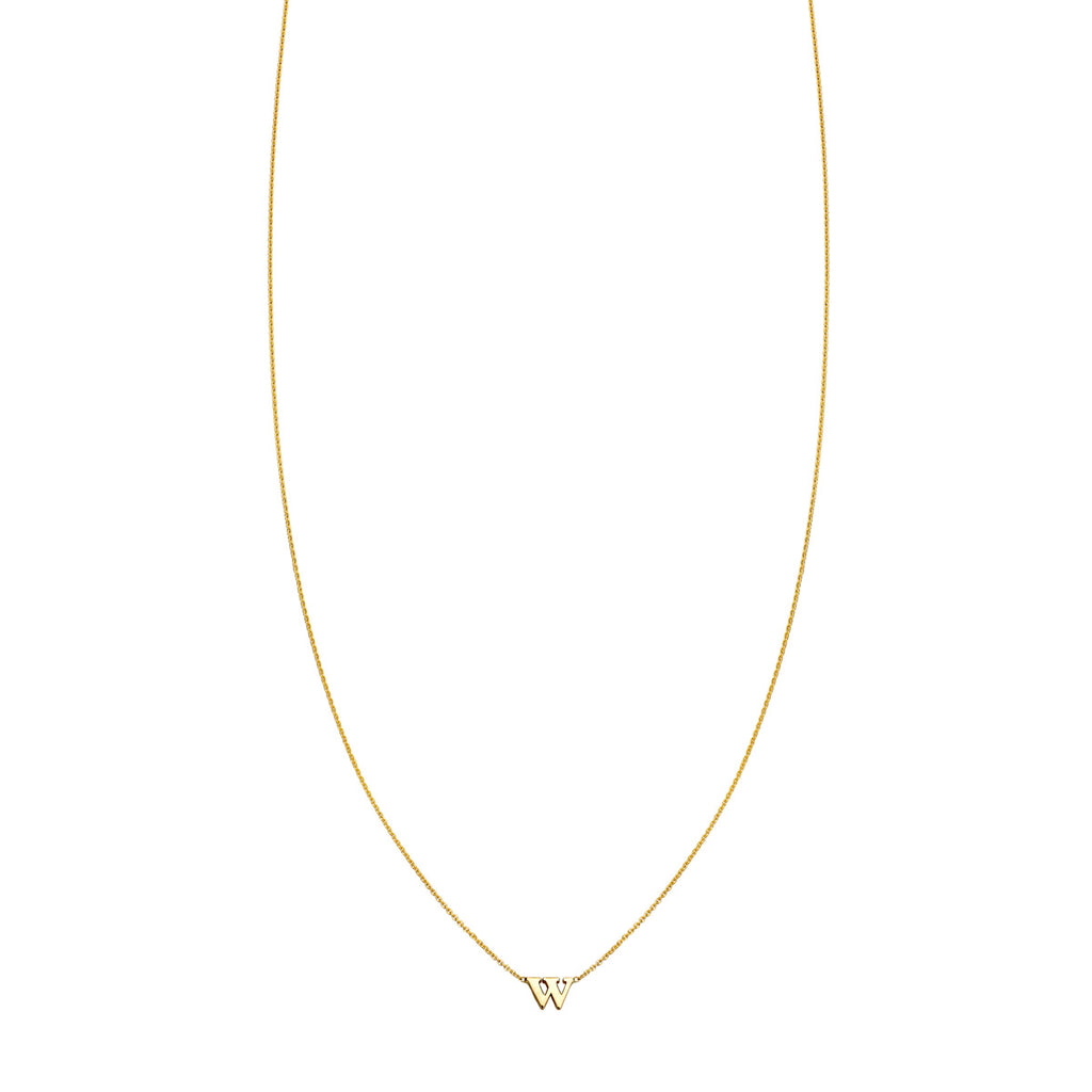 High-end gold necklace with the letter 'W', personalized elegance by Phoenix Roze