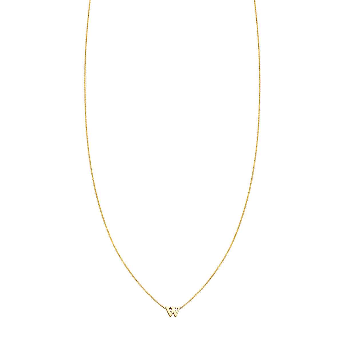 High-end gold necklace with the letter 'W', personalized elegance by Phoenix Roze