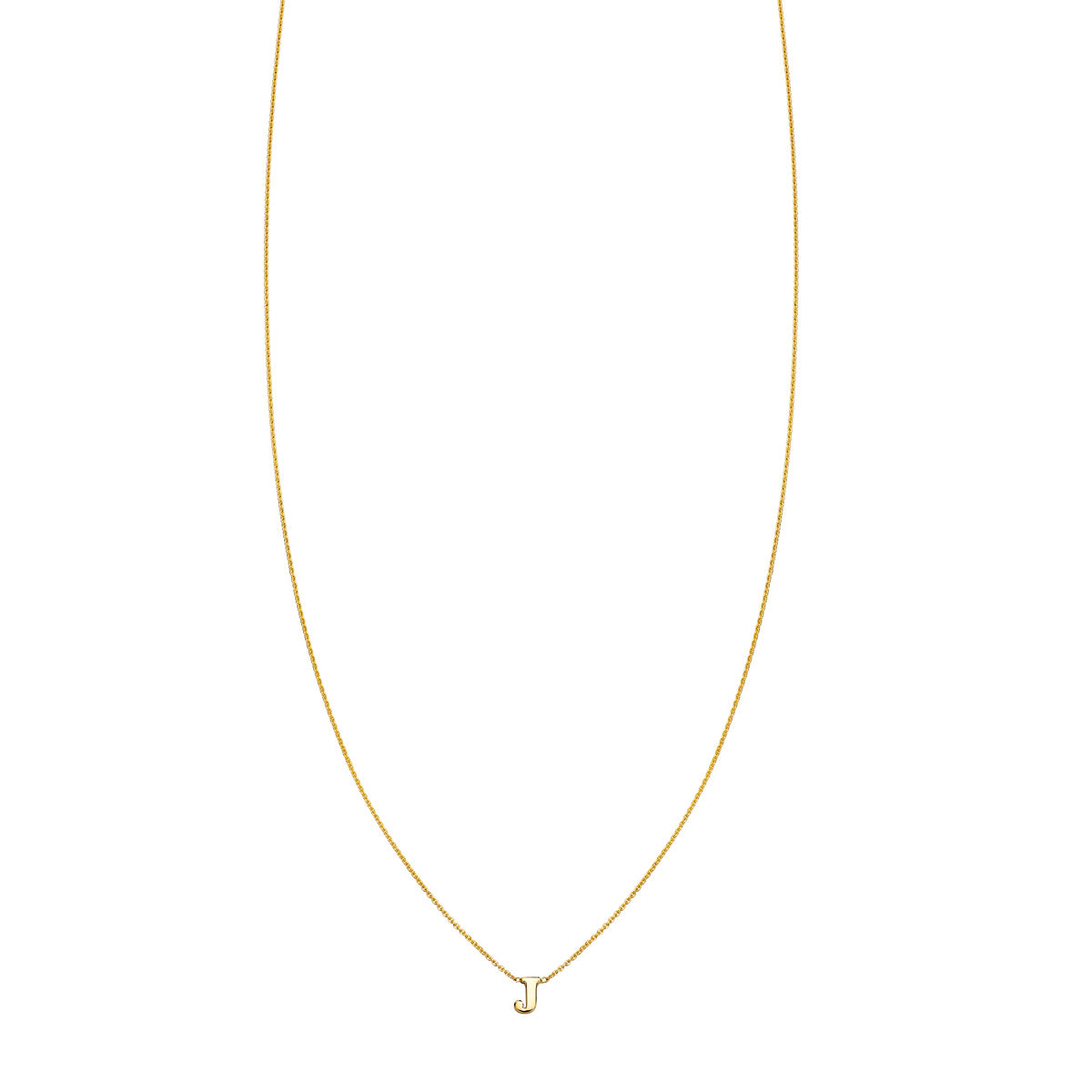 Personalized gold necklace featuring the letter 'J' by Phoenix Roze. Tailored for your individual elegance.