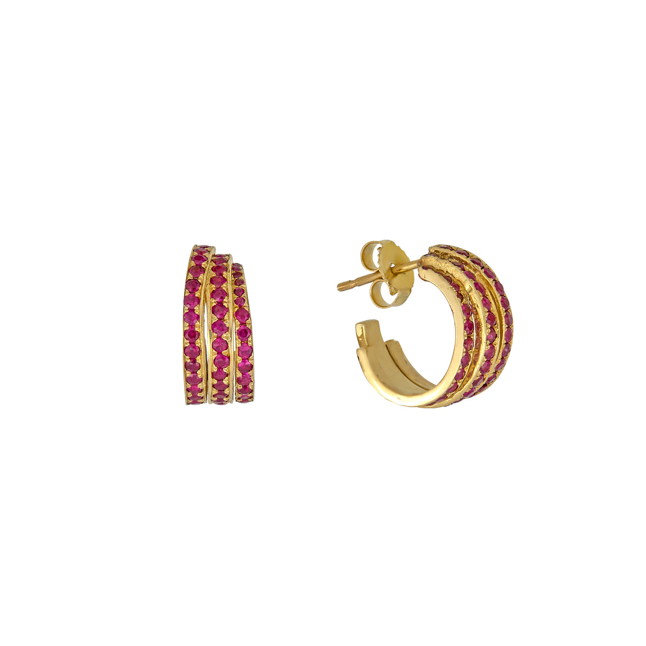 Ruby Triple Hoop Earrings