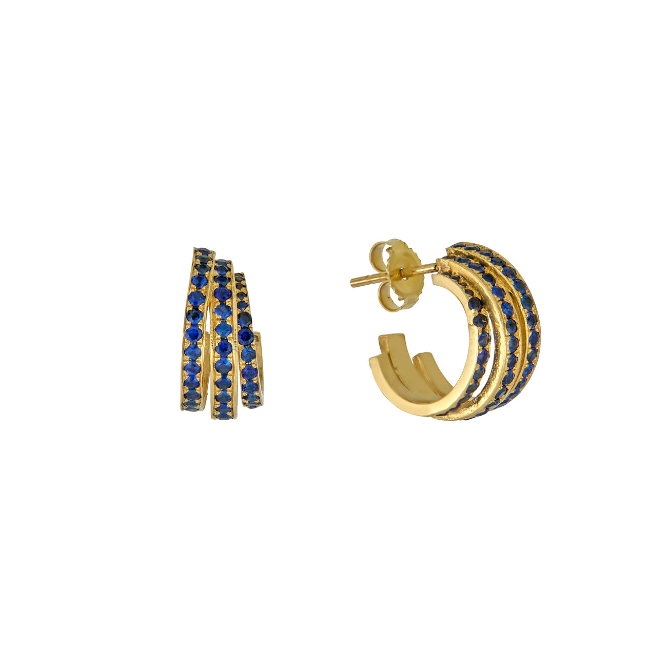 Sapphire Triple Hoop Earrings