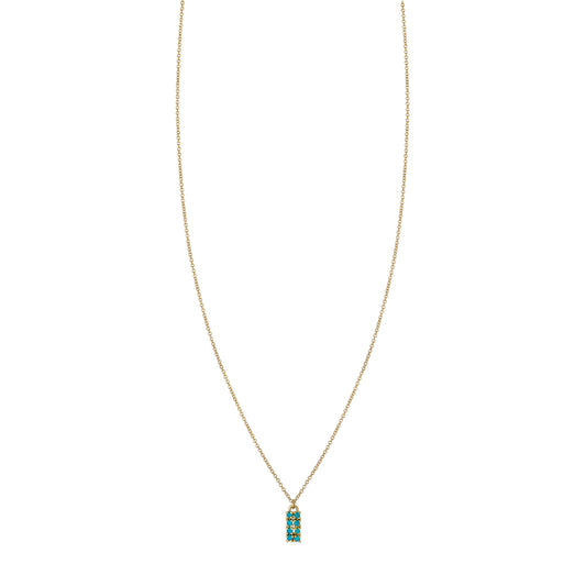 Turquoise & Gold Tag Necklace