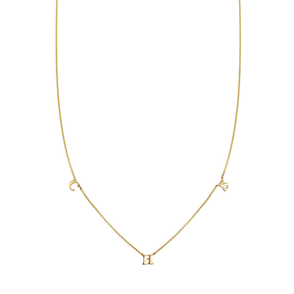 3 letter gold initial necklace
