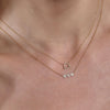 Gold diamond Libra and triple heart necklaces - zodiac and romantic jewelry on neck