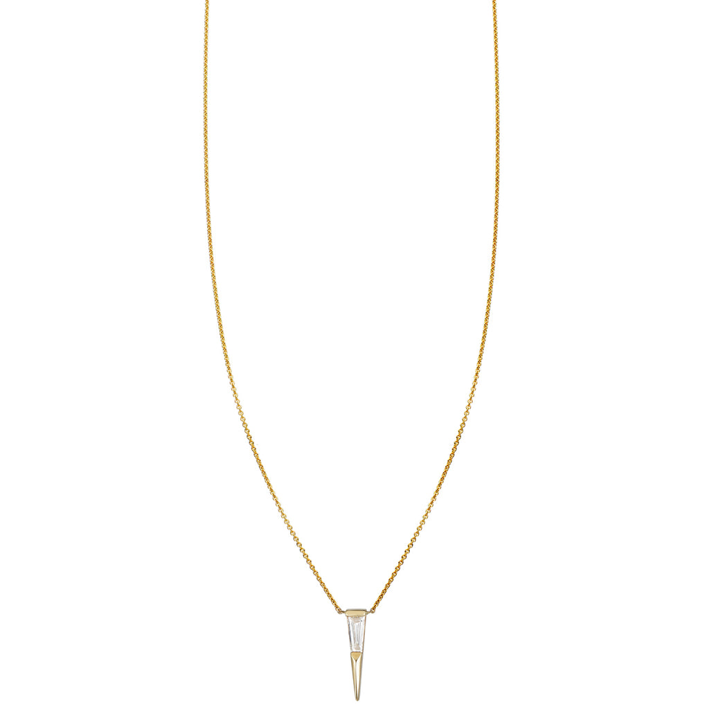 tapered baguette diamond spike necklace PRN055